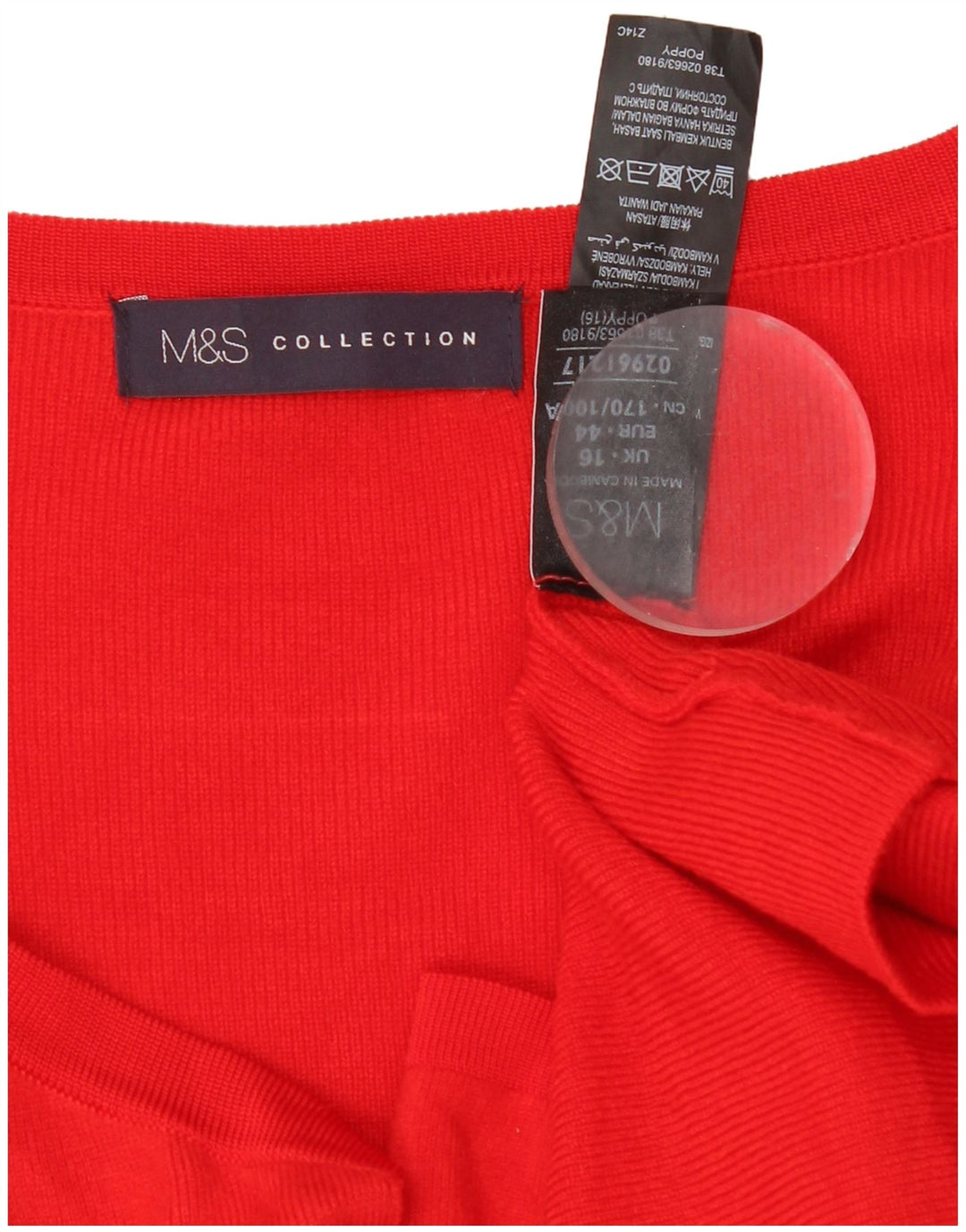 Marks & Spencer Γυναικείο Longline ανοιχτό πουλόβερ ζακέτα UK 16 μεγάλο κόκκινο