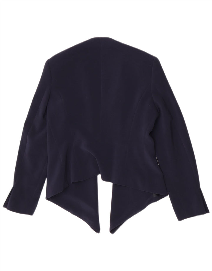 Zara Γυναικείο Open Blazer Jacket UK 14 Large Navy Blue Polyester