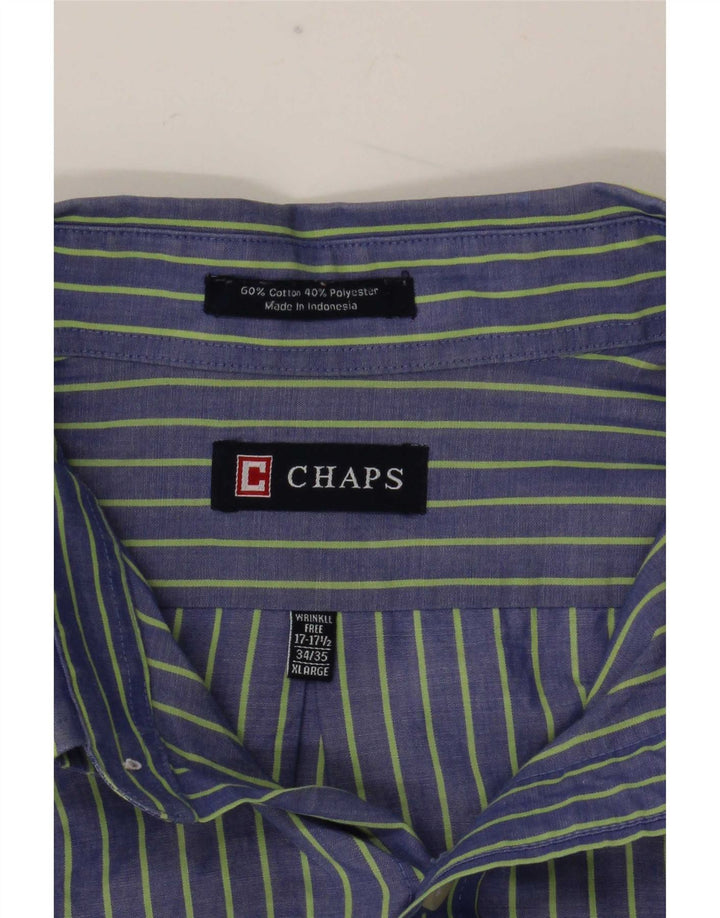 Ανδρικό πουκάμισο Chaps μέγεθος 17 1/2 XL Μπλε ριγέ βαμβακερό
