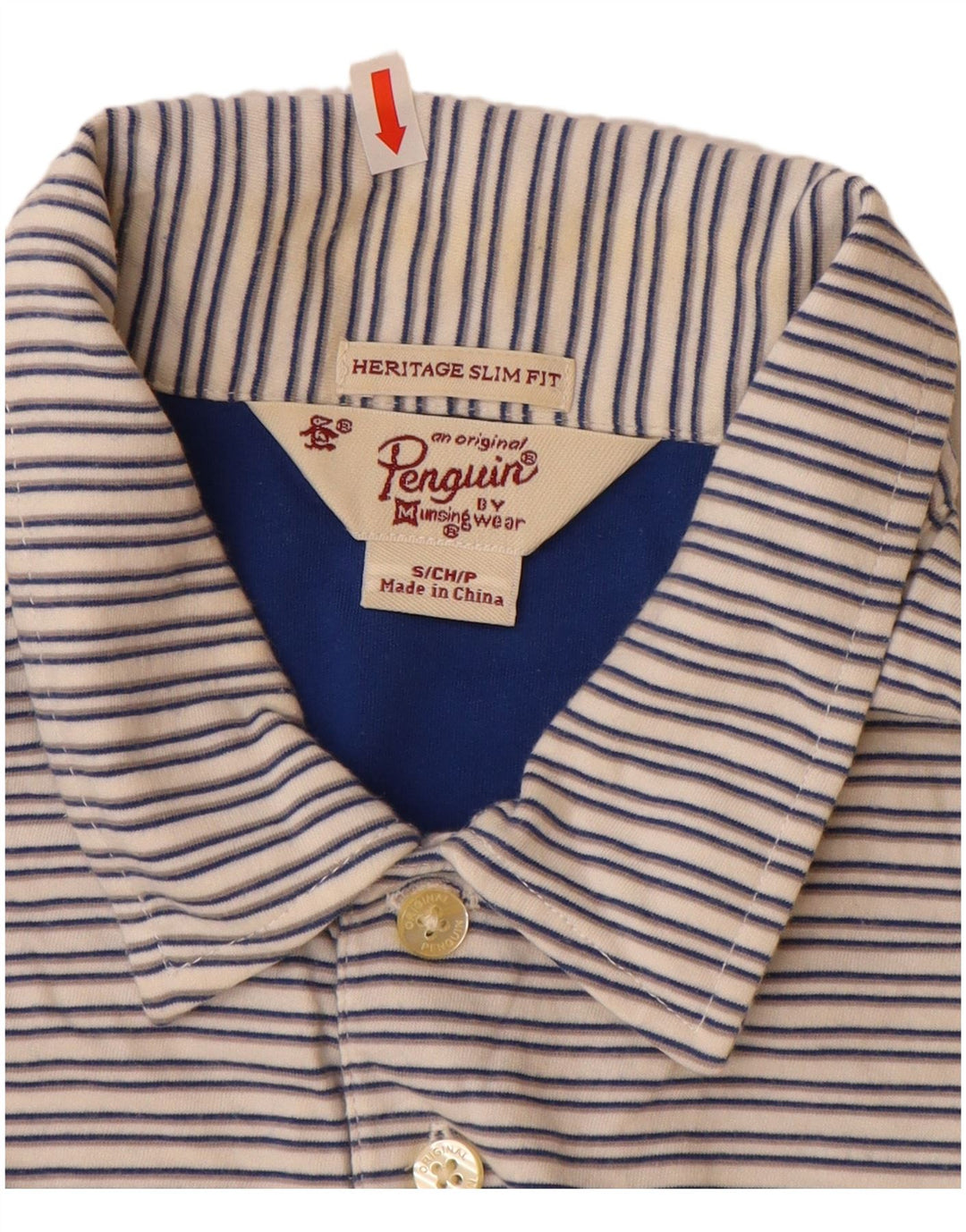 PENGUIN Ανδρικό μπλουζάκι Polo Heritage Slim Fit Μικρό μπεζ ριγέ βαμβακερό