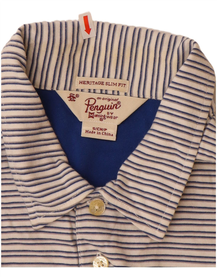 PENGUIN Ανδρικό μπλουζάκι Polo Heritage Slim Fit Μικρό μπεζ ριγέ βαμβακερό