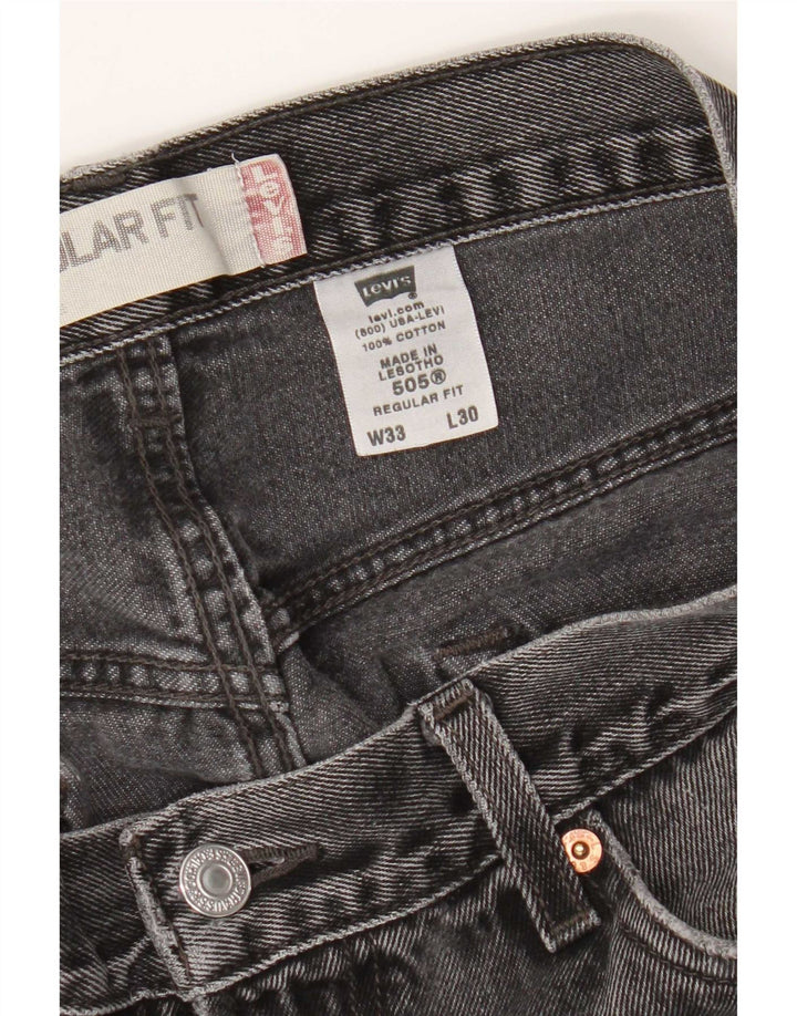 Levi's Mens 505 Regular Fit Straight Jeans W33 L30 Γκρι βαμβακερό