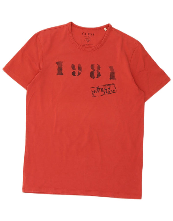 Γυναικείο γραφικό μπλουζάκι Guess Top UK 18 XL κόκκινο βαμβακερό