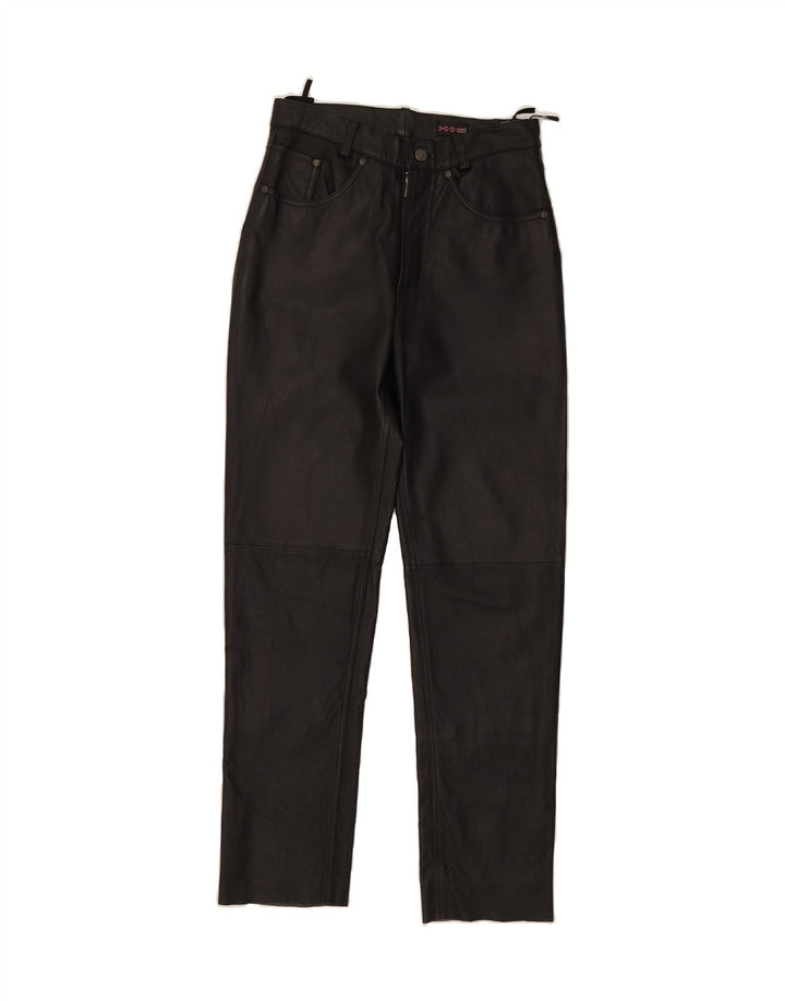 H.I.S Womens Straight Leather Trousers EU 38 Medium W28 L32 Black Vintage H.I.S and Second-Hand H.I.S from Messina Hembry 