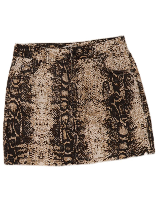 Topshop Γυναικεία Μίνι Φούστα UK 10 Small W30 Beige Animal Print Βαμβακερό