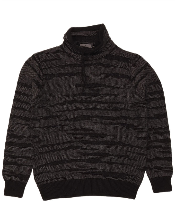 Ανδρικό πουλόβερ Dkny Roll Neck, Βαμβακερό μεσαίο μαύρο ριγέ