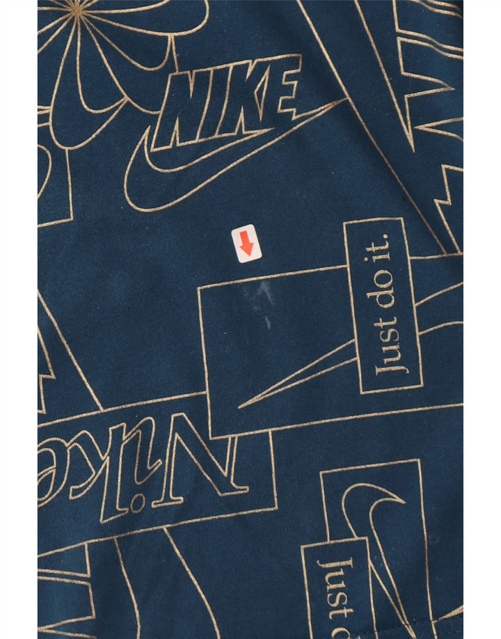 Ανδρικό γραφικό μπλουζάκι Nike, μικρό βαμβακερό μπλε ναυτικό