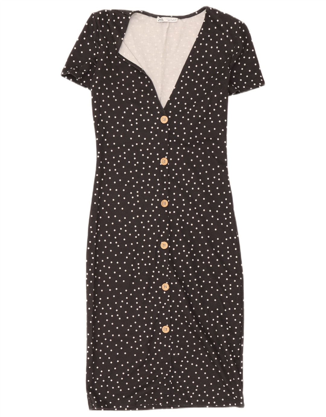 Zara Γυναικείο φόρεμα με θήκη UK 8 Small Black Pot Polyester