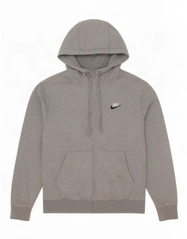 Ανδρικό πουλόβερ Nike με φερμουάρ με κουκούλα, βαμβακερό μικρό γκρι χρώμα