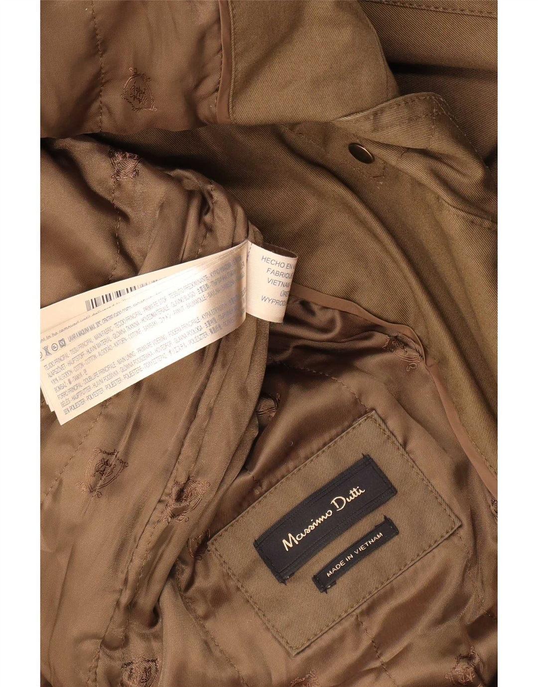 Massimo Dutti Womens Hooded Parka Jacket UK 14 Medium Green Cotton