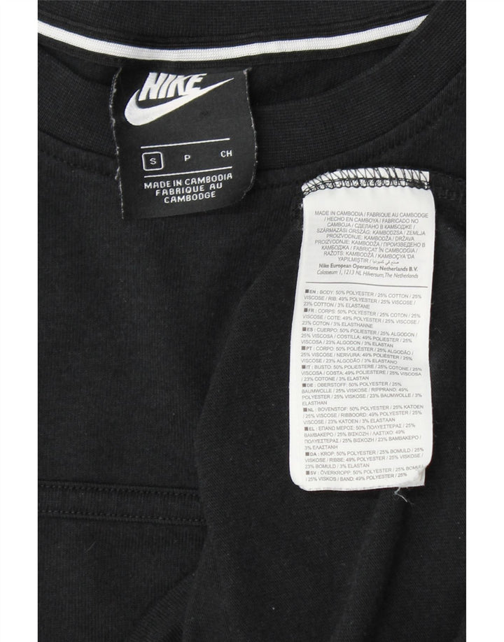 NIKE Womens Oversized Crop Sweatshirt Jumper UK 10 Small Black Polyester Vintage Nike and Second-Hand Nike from Messina Hembry 