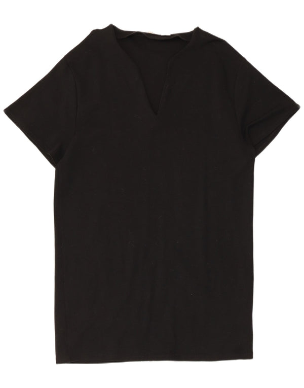 Zara Γυναικείο T-Shirt Φόρεμα UK 14 Medium Black
