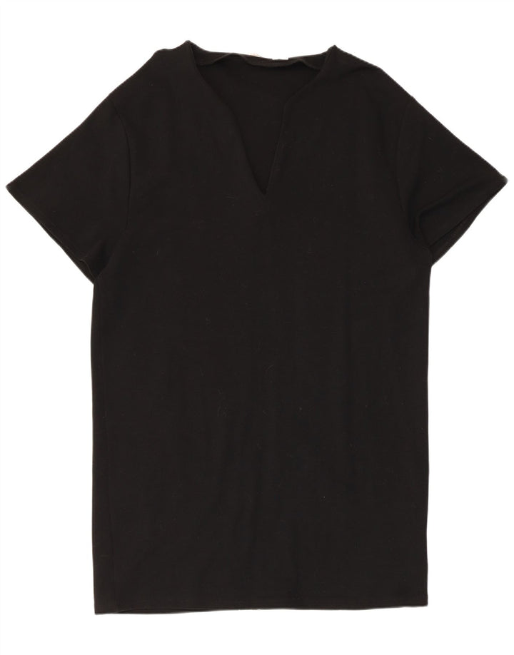 Zara Γυναικείο T-Shirt Φόρεμα UK 14 Medium Black
