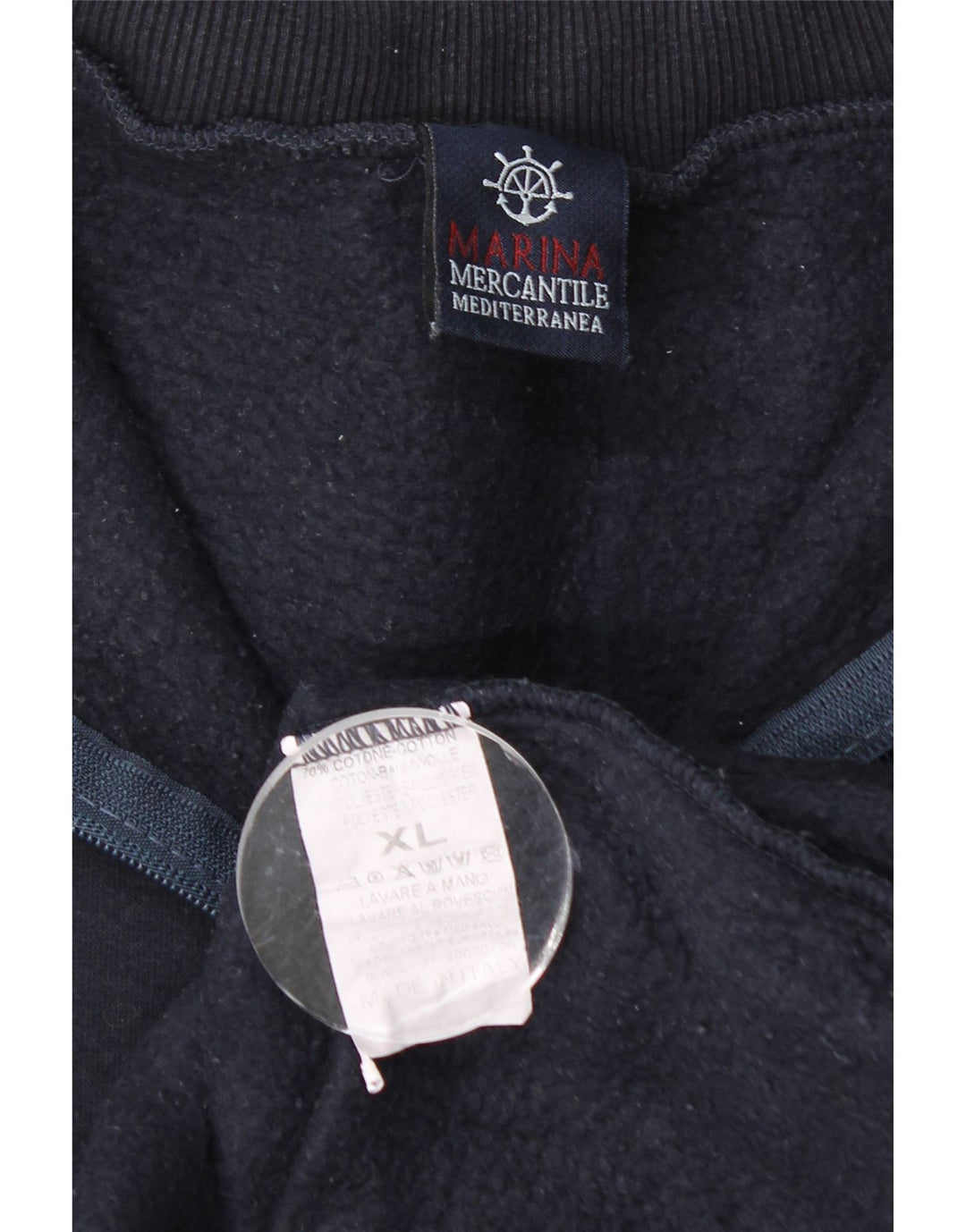 VINTAGE Mens Tracksuit Top Jacket XL Navy Blue Cotton
