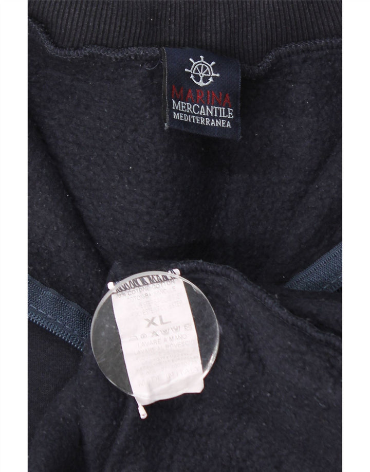 VINTAGE Mens Tracksuit Top Jacket XL Navy Blue Cotton