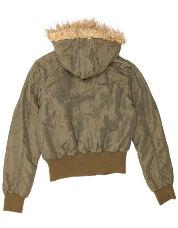 Calliope γυναικείο μπουφάν με κουκούλα UK 16 Large Khaki Nylon