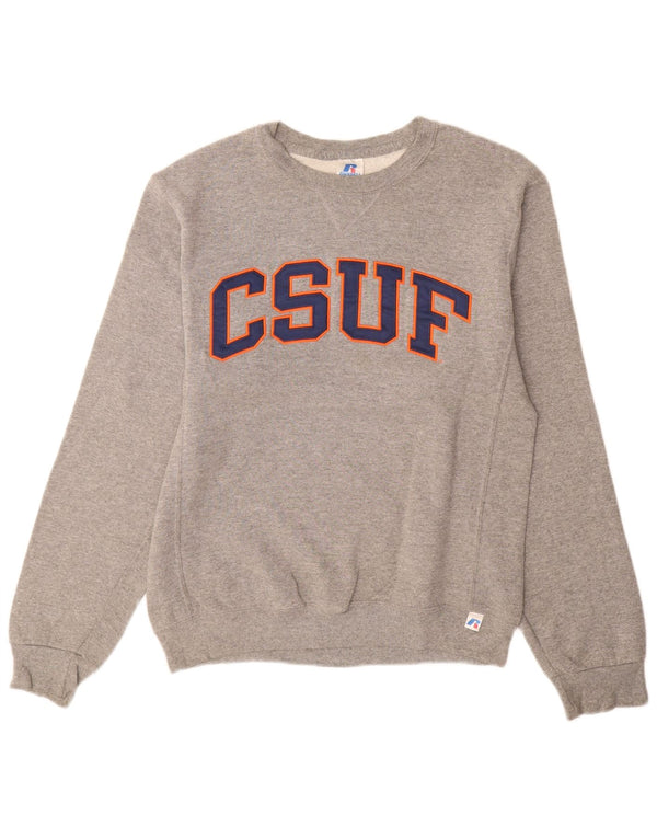 RUSSELL ATHLETIC Mens Graphic Sweatshirt Jumper Small Grey Polyester