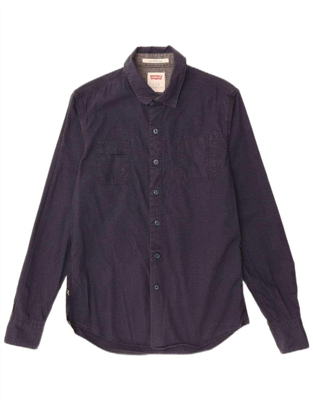 LEVI'S Mens Slim Fit Shirt Small Navy Blue Cotton