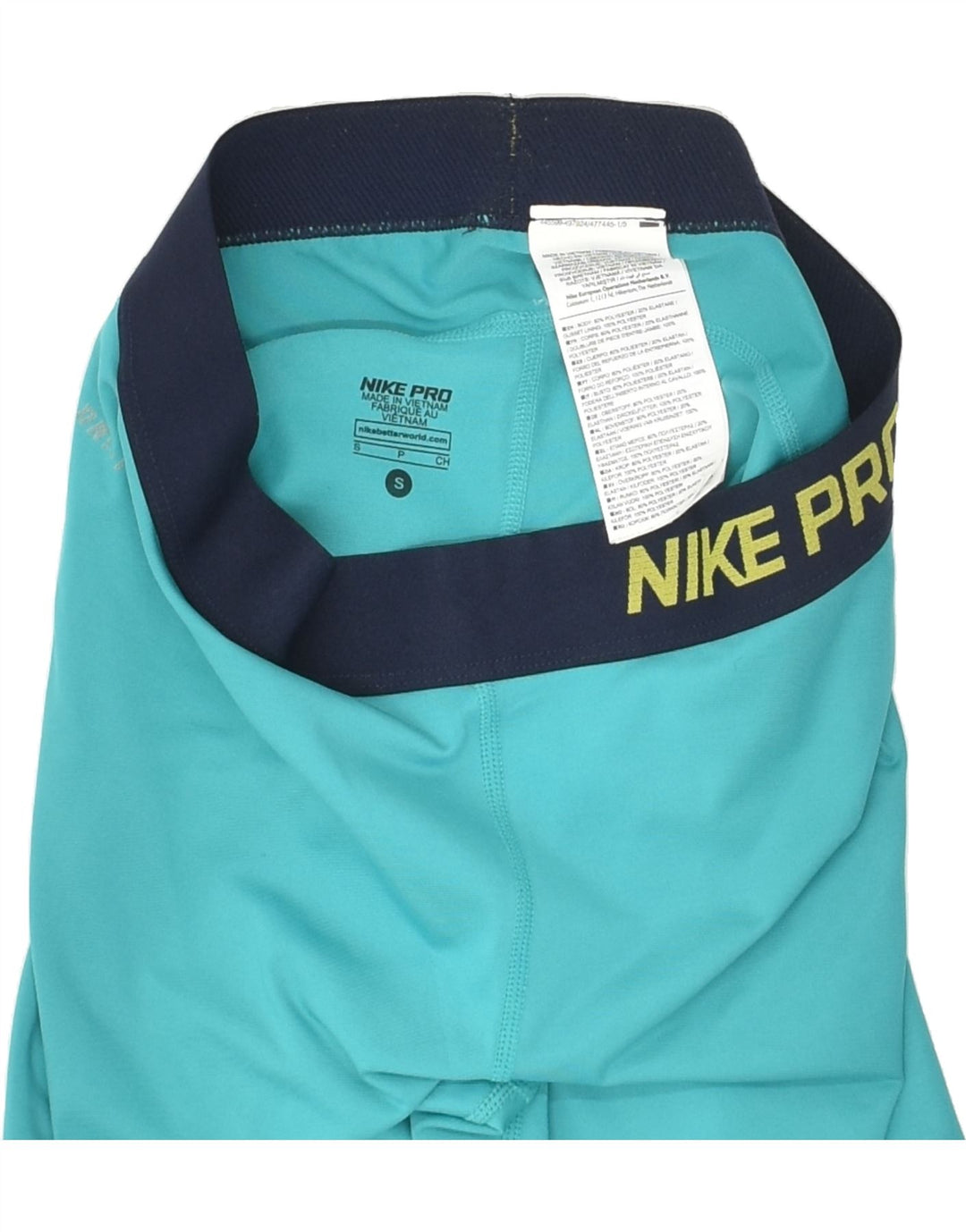 NIKE Womens Dri Fit Graphic Capri Leggings UK 8 Small Turquoise Polyester | Vintage Nike | Thrift | Second-Hand Nike | Used Clothing | Messina Hembry 