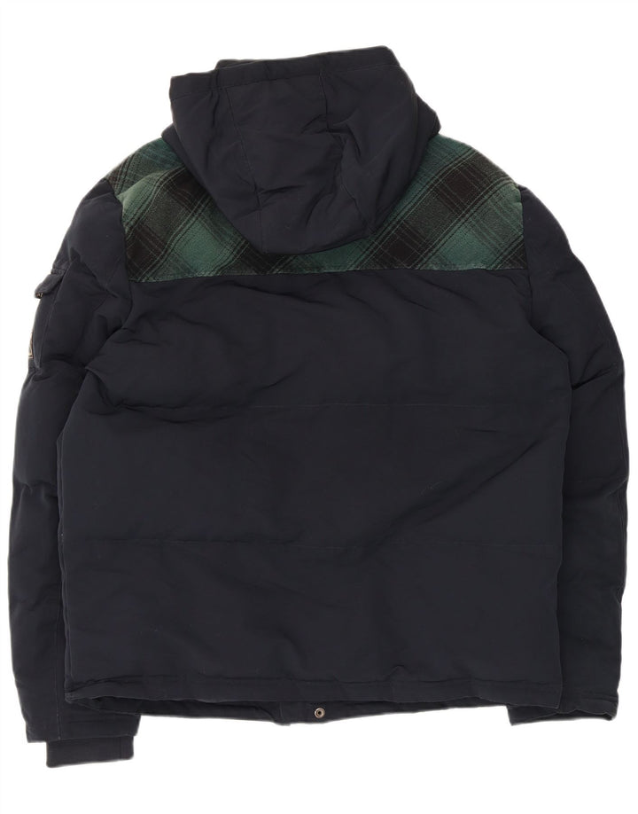 Superdry Ανδρικό μπουφάν σκι με κουκούλα UK 42 XL Navy Blue Check Polyester