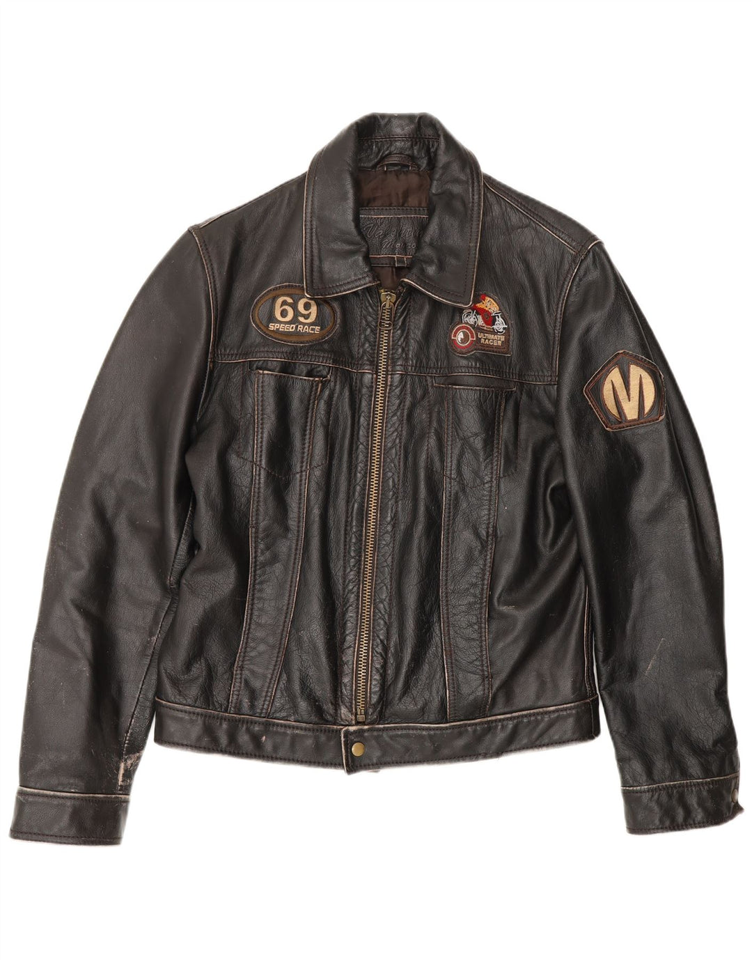 Vintage Ανδρικό Δερμάτινο Μπουφάν Biker UK 36 Small Brown Biker