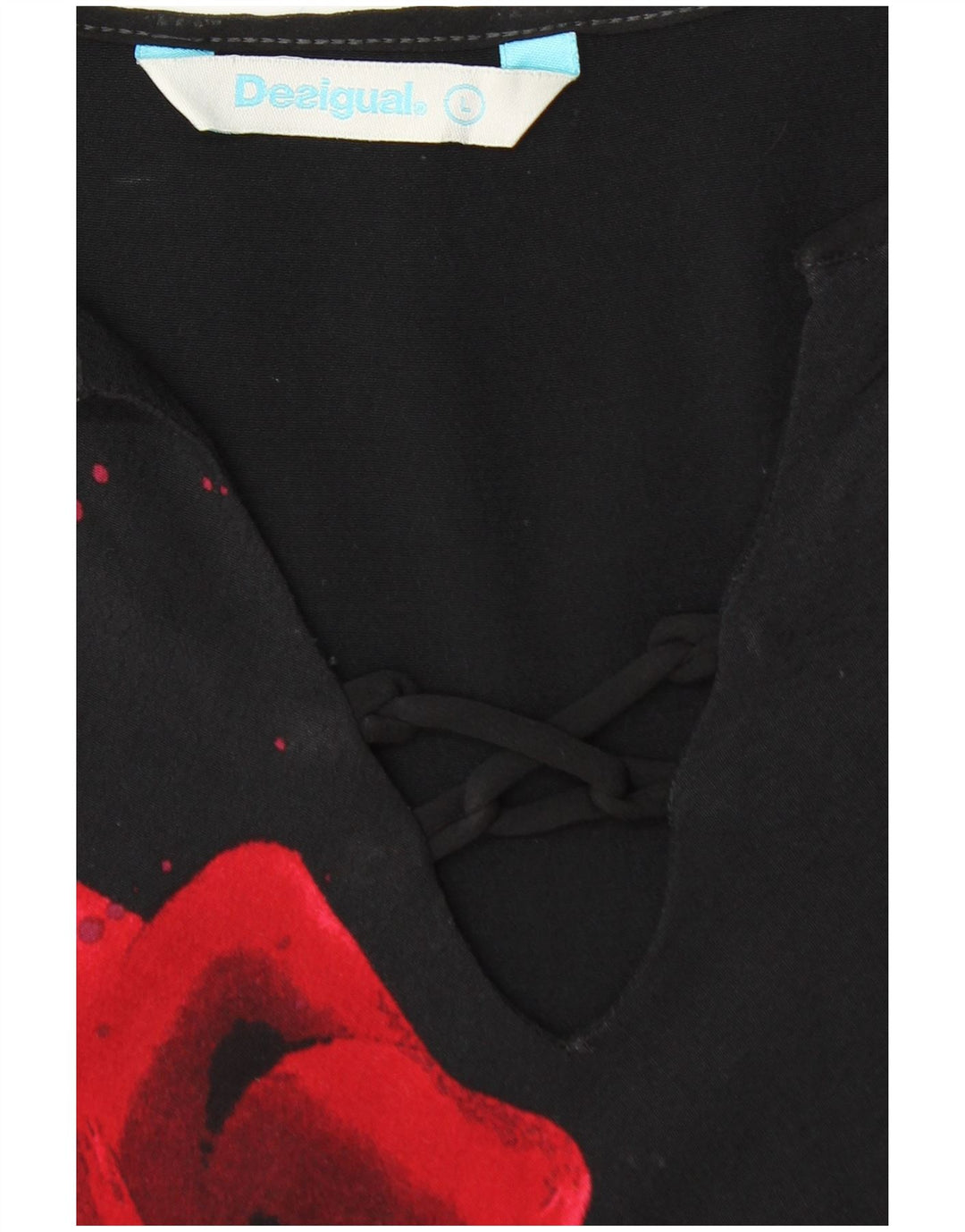 DESIGUAL Γυναικεία Αμάνικη Μπλούζα Τοπ UK 14 Large Black Floral