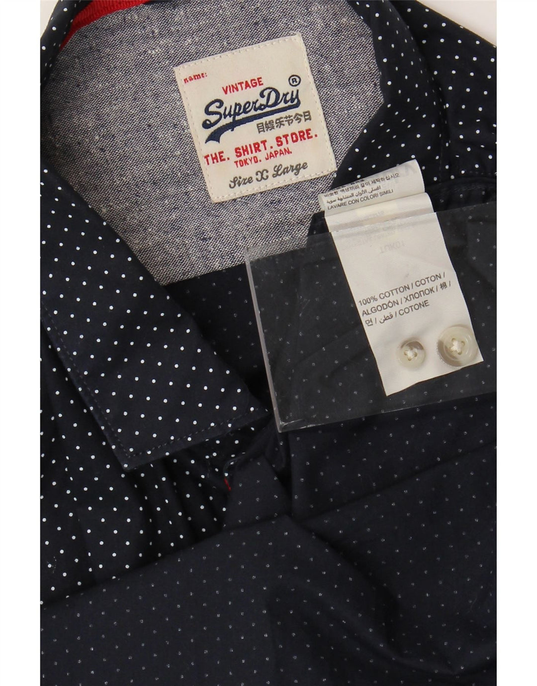 Ανδρικό πουκάμισο Superdry XL Navy Blue πουά βαμβακερό