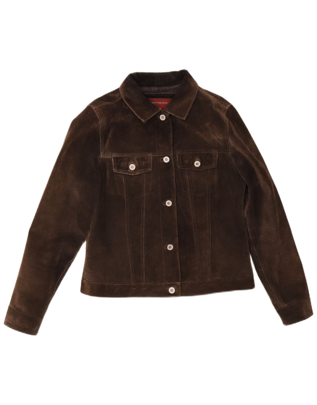 Eddie Bauer Γυναικείο Suede Crop Bomber Jacket UK 8 Small Brown Δερμάτινο