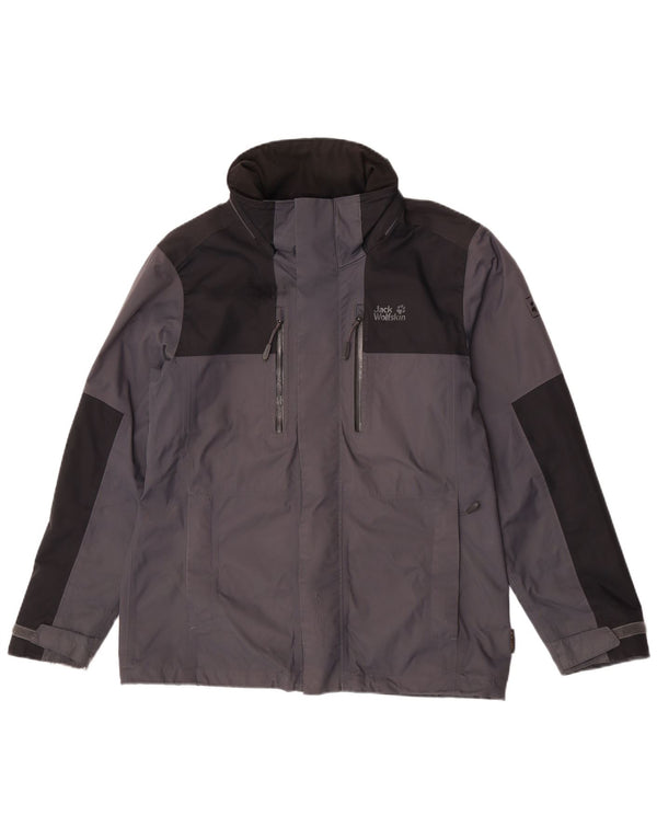 Jack Wolfskin Ανδρικό μπουφάν βροχής UK 36/38 Medium Grey Colorblock Polyamide