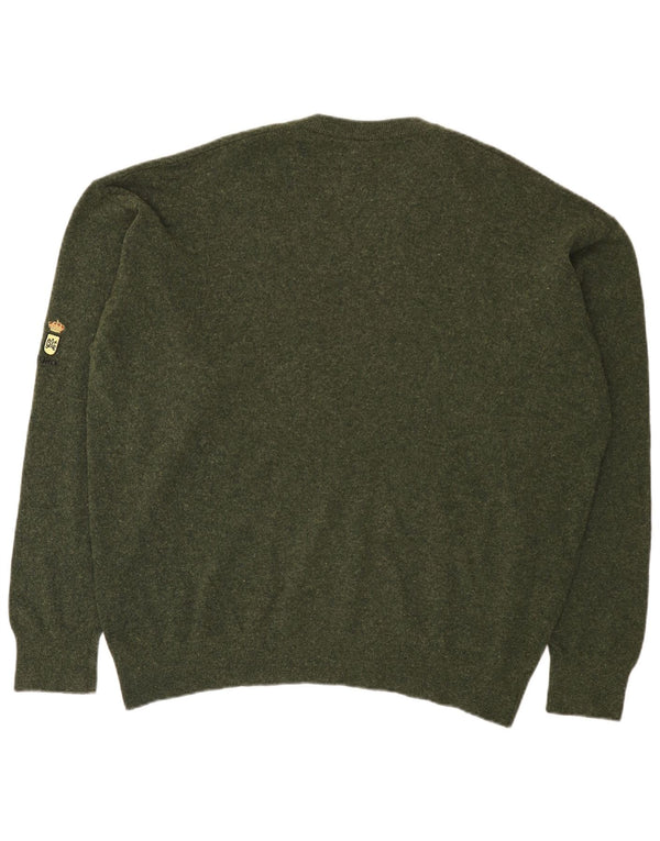 Ανδρικό πουλόβερ Lacoste με λαιμόκοψη, μέγεθος 8 3XL Πράσινο μαλλί αρνιού