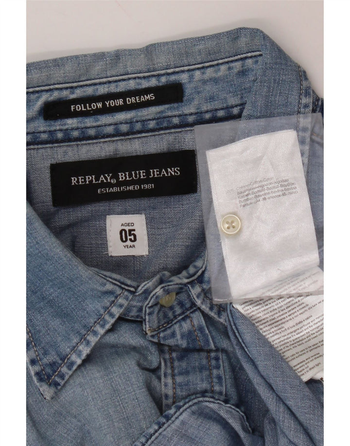 REPLAY Ανδρικό τζιν πουκάμισο μεγάλο μπλε βαμβακερό