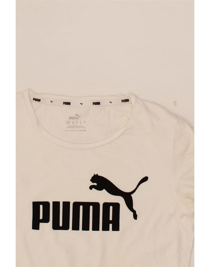 PUMA Womens Graphic T-Shirt Top UK 12 Medium White Cotton Vintage Puma and Second-Hand Puma from Messina Hembry 