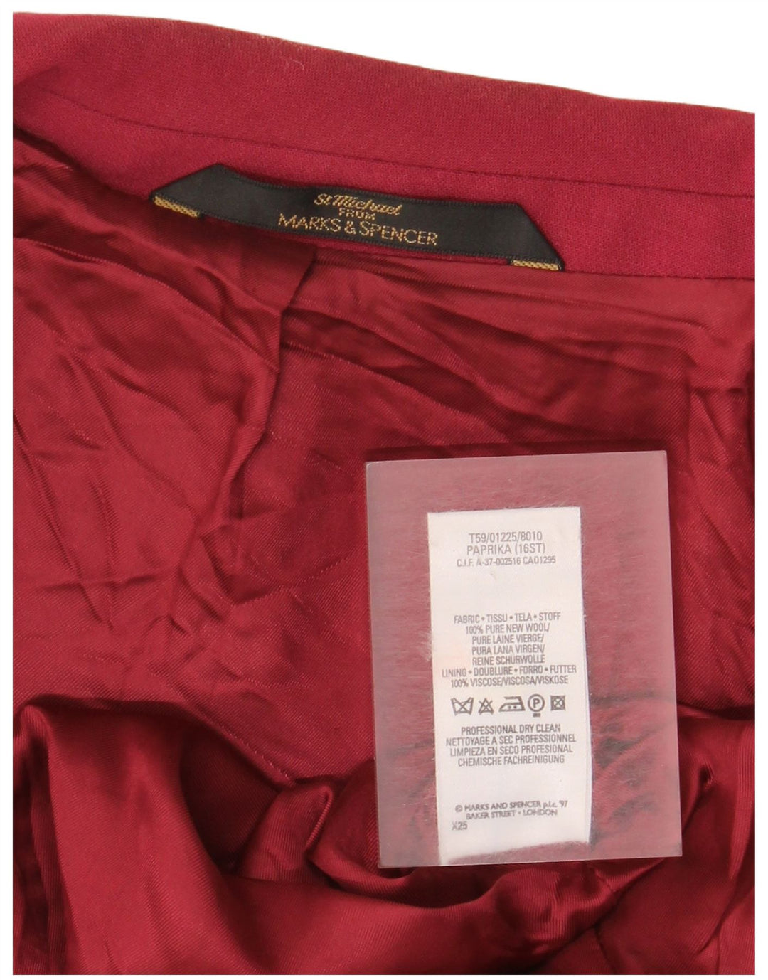 Marks & Spencer Γυναικείο Μπουφάν Blazer Standard Fit UK 16 Large Burgundy