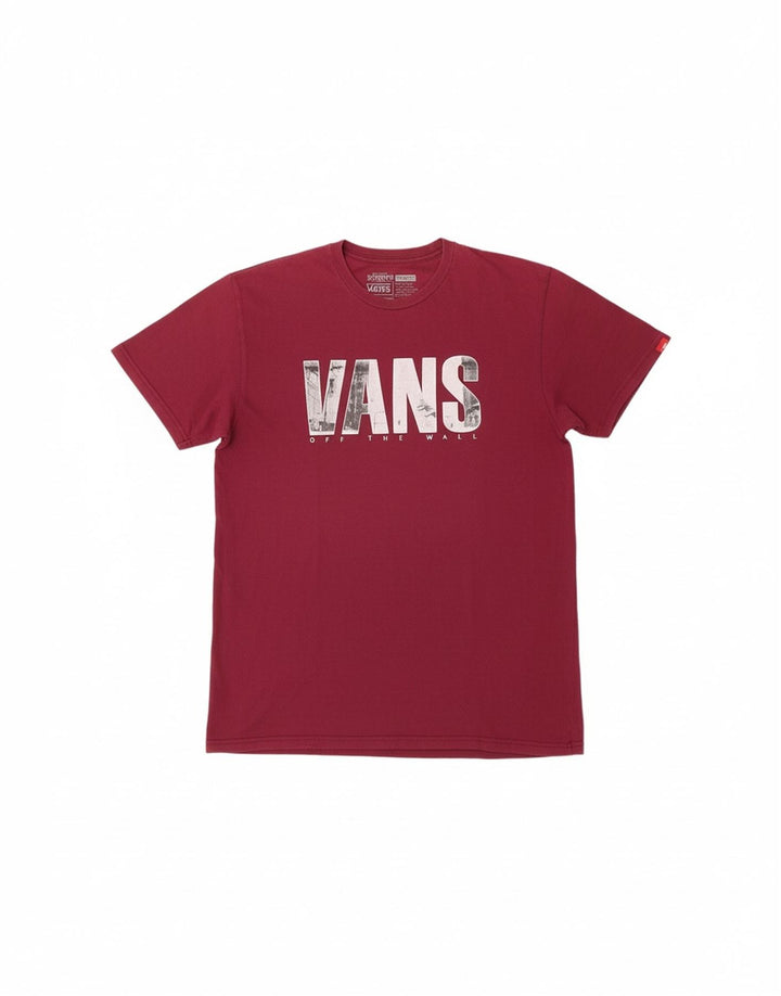 VANS Mens Classic Fit Graphic T-Shirt Top Medium Maroon Cotton