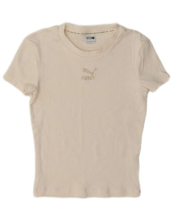 Γυναικείο γραφικό T-Shirt Puma Crop Top 10 Small Off White