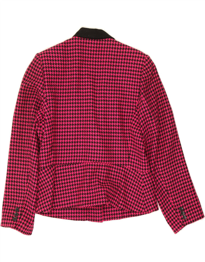 VINTAGE Womens 1 Button Blazer Jacket UK 16 Large Pink Houndstooth Vintage Vintage and Second-Hand Vintage from Messina Hembry 