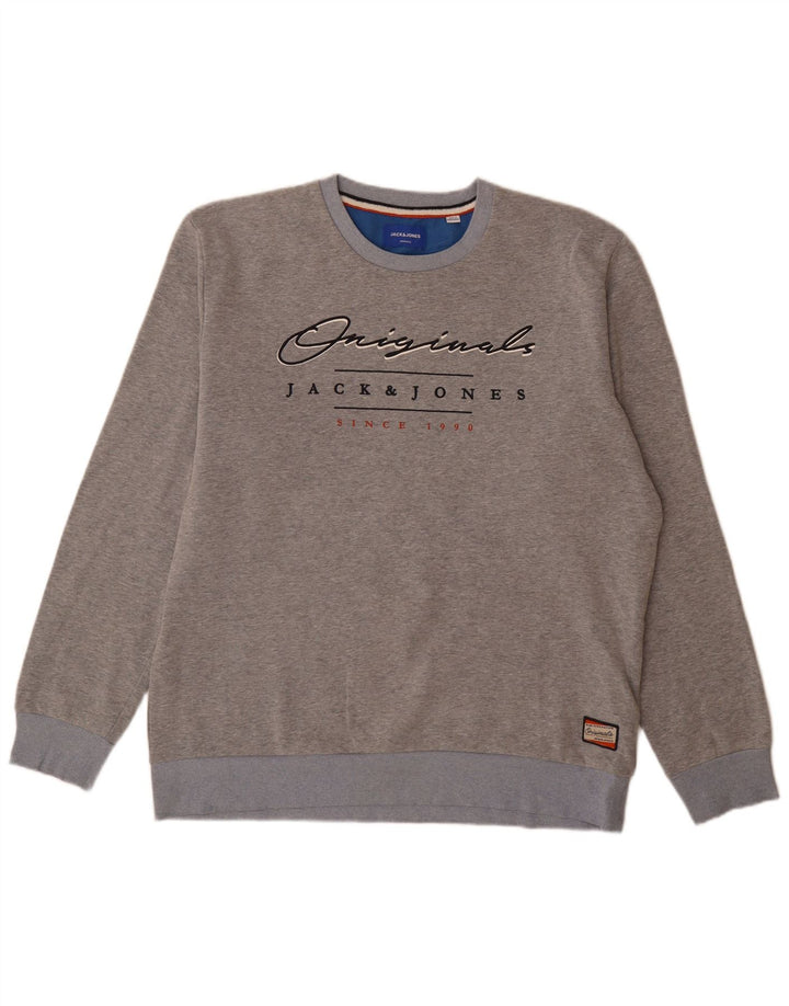 Ανδρικό γραφικό φούτερ Jack & Jones Jumper 2XL με γκρι φλύκταινες πολυεστέρας