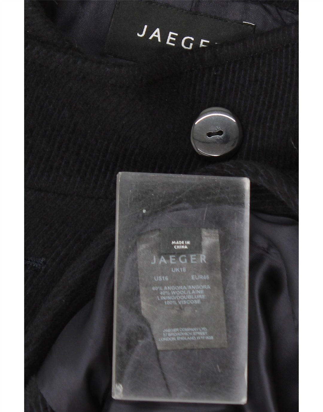 Jaeger Γυναικείο Παλτό μπιζελιού UK 18 XL Navy Blue Angora