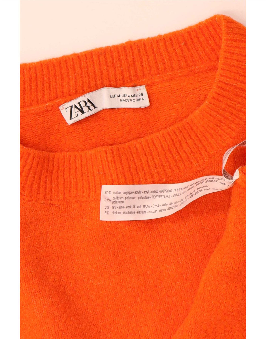 Zara γυναικείο πουλόβερ υπερμεγέθη Crew Neck Jumper UK 14 Medium πορτοκαλί ακρυλικό