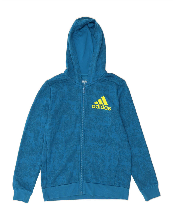 ADIDAS Boys Graphic Hoodie Jumper 13-14 Years Blue Polyester Vintage Adidas and Second-Hand Adidas from Messina Hembry 