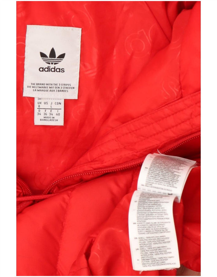 Adidas Γυναικείο μπουφάν με κουκούλα UK 8 Small Orange Nylon