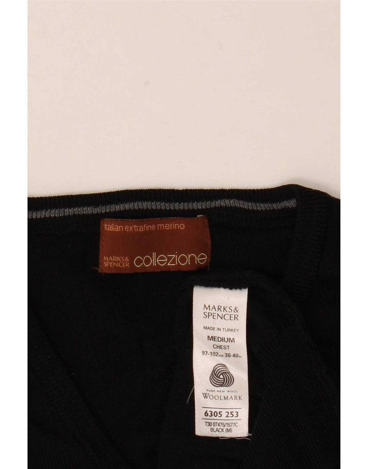 Marks & Spencer Ανδρικό γιλέκο Tank Top Μεσαίο μαύρο μαλλί Merino