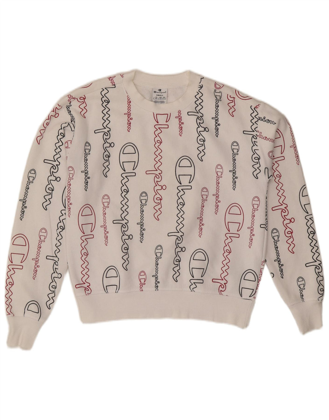 CHAMPION Γυναικείο γραφικό υπερμεγέθη φούτερ Jumper UK 10 Small White