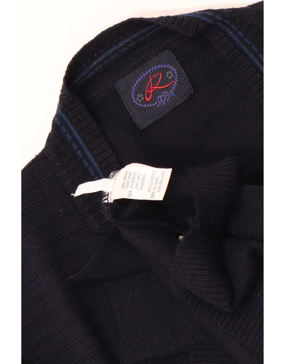 Ανδρικό vintage γραφικό ζακέτα XL Μαλλί Navy Blue