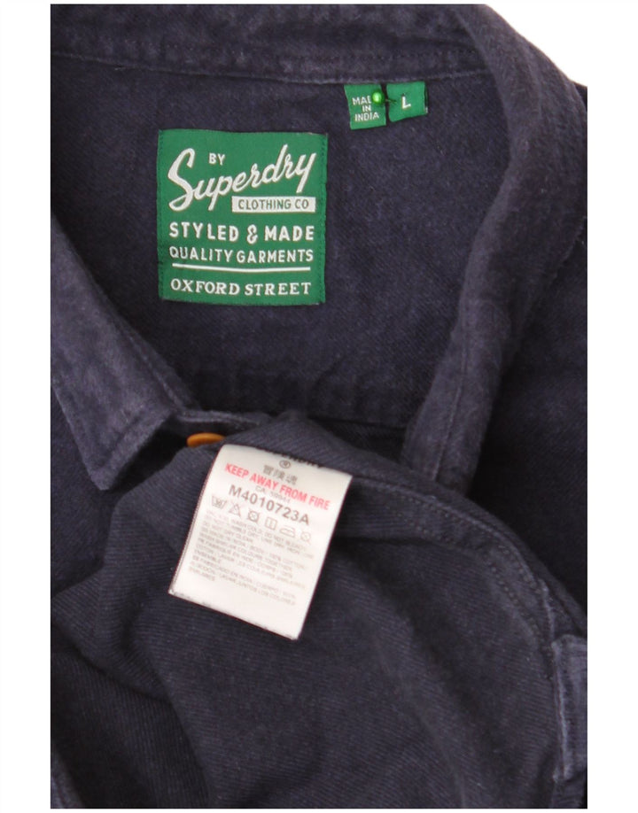 SUPERDRY Ανδρικό Φανελένιο Πουκάμισο Μεγάλο Ναυτικό Βαμβακερό