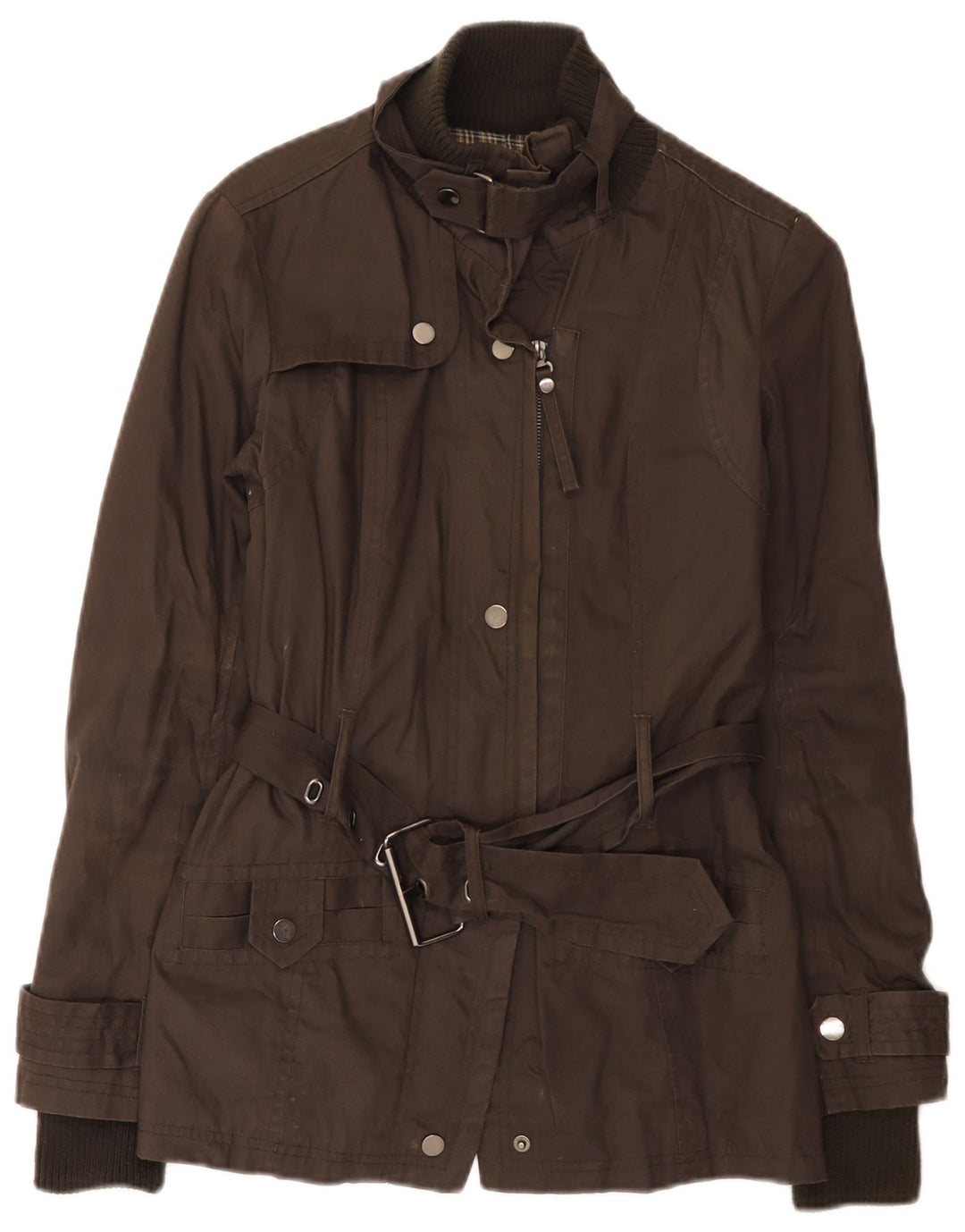 Zara Γυναικείο Utility Jacket UK 10 Small Brown Βαμβακερό