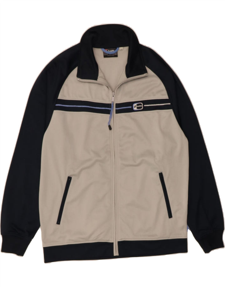 LOTTO Mens Tracksuit Top Jacket Small Grey Colourblock Polyester Vintage Lotto and Second-Hand Lotto from Messina Hembry 