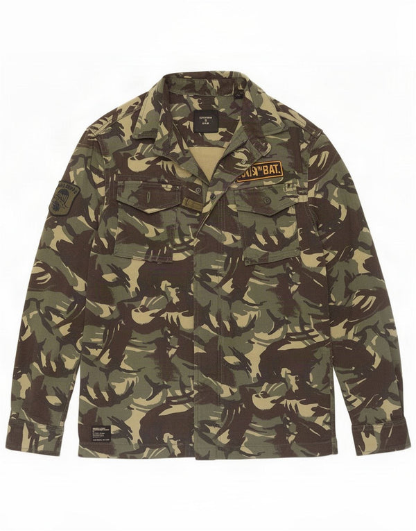 Superdry Ανδρικό Στρατιωτικό Μπουφάν UK 36 Small Khaki Camouflage Cotton