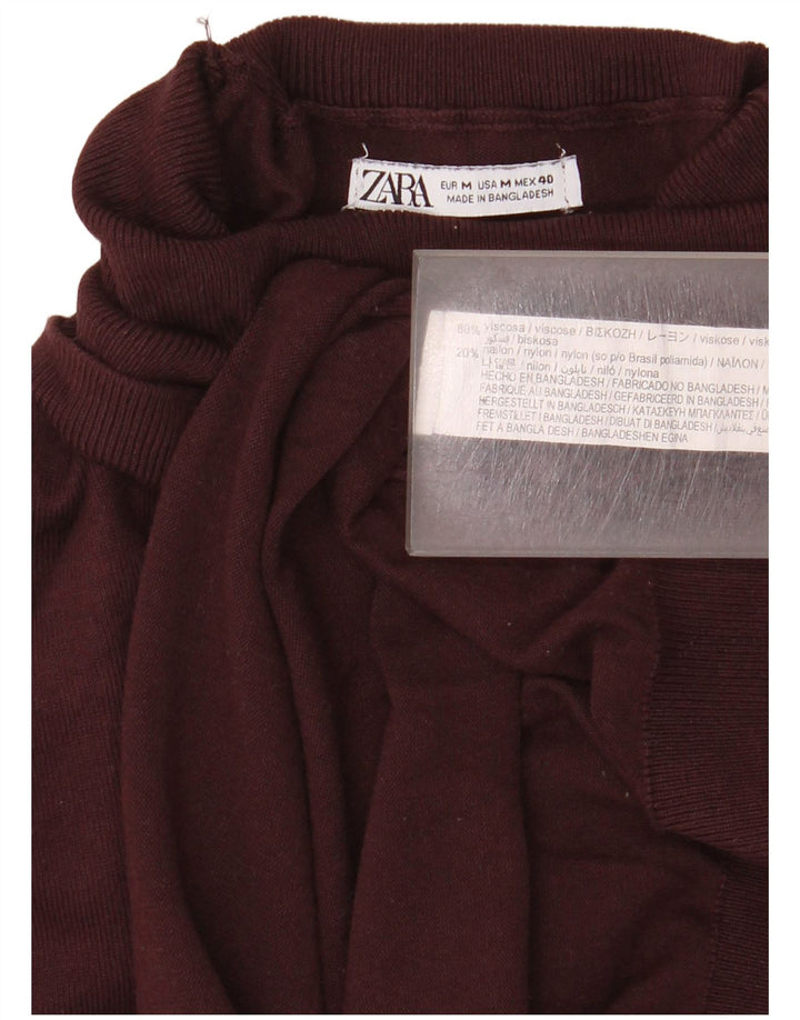 Ανδρικό πουλόβερ Zara με ρολό λαιμόκοψη, μεσαία μπορντό βισκόζη