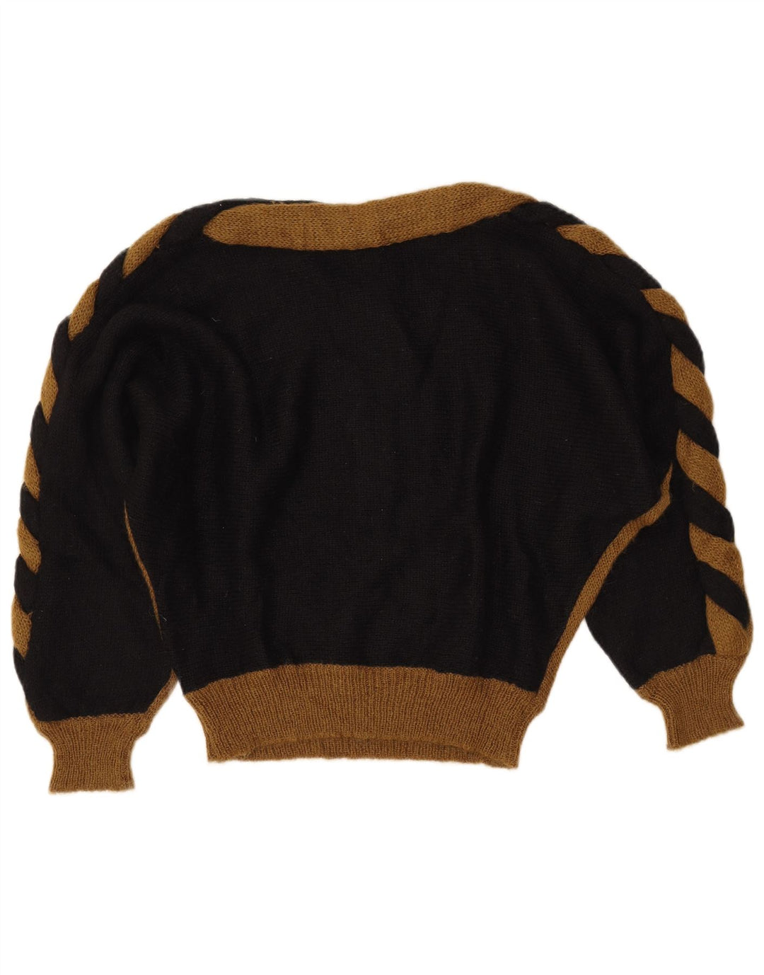 VINTAGE Γυναικείο πουλόβερ με λαιμόκαυστο UK 14 Medium Black Colourblock